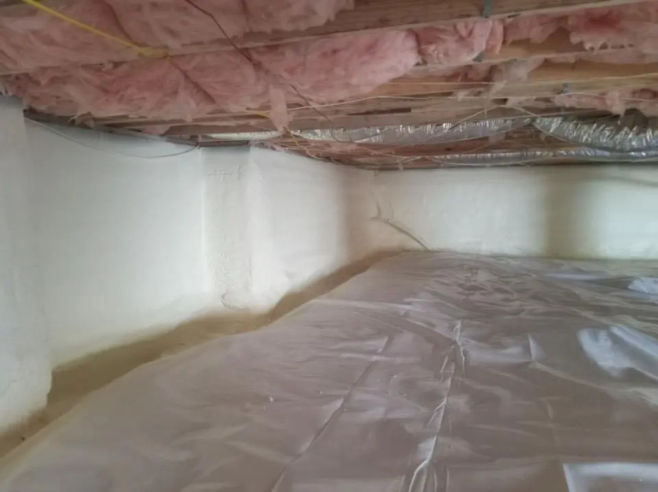 Crawl space encapsulation with closed-cell spray foam for Storm Damage Roof Repair in Johnsburg